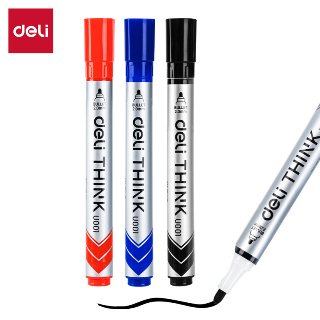 (โปรพิเศษ!! ซื้อ 5 แถม 1) ปากกาไวท์บอร์ด Deli ไวท์บอร์ด ปากกาปลอดสารพิษ ไม่มีกลิ่นฉุน น้ำเงิน/ดำ/แดง