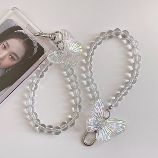 เชือกโทรศัพท์มือถือ ผีเสื้อ คริสตัลเพิร์ลจี้ผีเสื้อเครื่องปร…