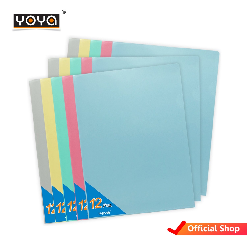 YOYA แฟ้มพลาสติกหลากสี แพ็ค 12 A4 รุ่น E310