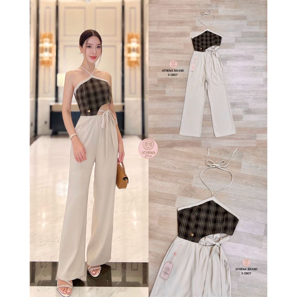 3-0807 Athena Brand ชุดจั๊มสูทขายาวดีไซน์คล้องคอ [2PM]