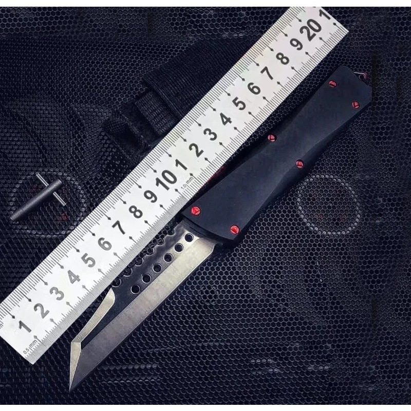 ด้ามจับมีดกระเป๋าออกค่ายกลางแจ้งด้ามจับอะลูมินัมอัลลอยเหล็กกล้า D2 UT85มีเทค