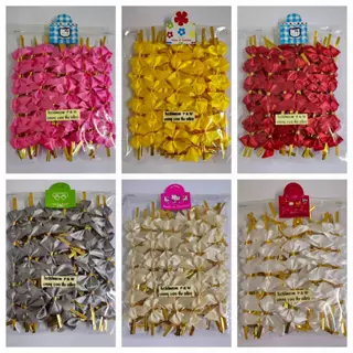 โบว์ตกแต่งสินค้าแบบพื้นไซด์เล็ก ใช้ริบบิ้น13MM(หน้าเต็ม) ตัวโบว์ 3.5 cmx3.5cm บรรจุห่อละ 100 ชิ้น