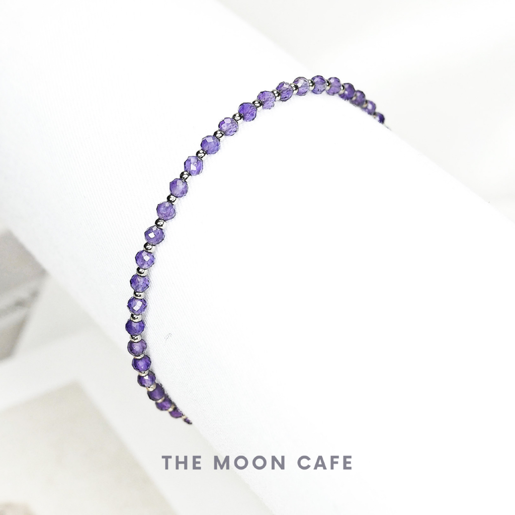 AMETHYST อเมทิสต์ 3A สีเข้ม 2 มม หินแท้ : ความรัก มิตรภาพ เสน่ห์ เมตตา กำไลหิน สร้อยข้อมือ หินนำโชค