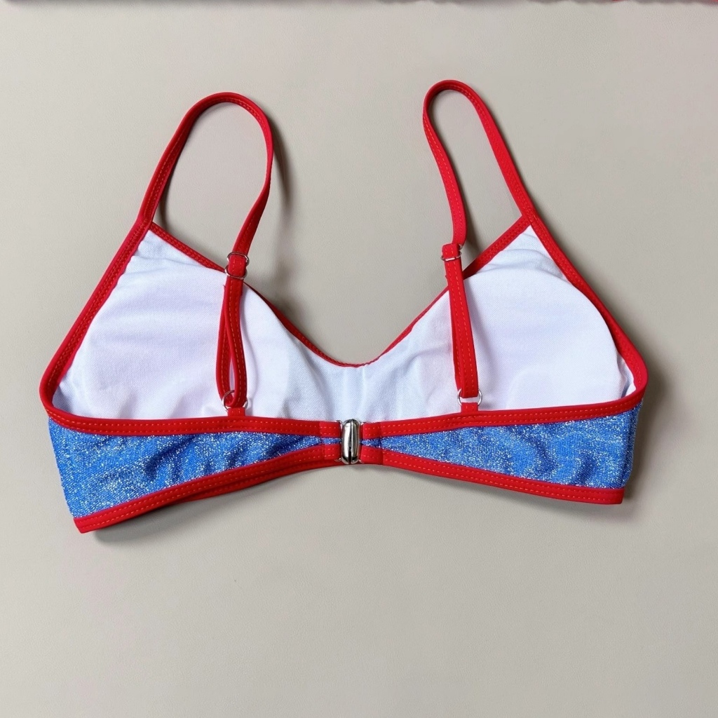 บิกินี่  ชุดว่ายน้ำ  เอวสูง  มีฟองน้ำ  สีสันสดใสเนื้อผ้าเป็นประกายเหมาะใส่ไปทะเล - รูปที่ 4