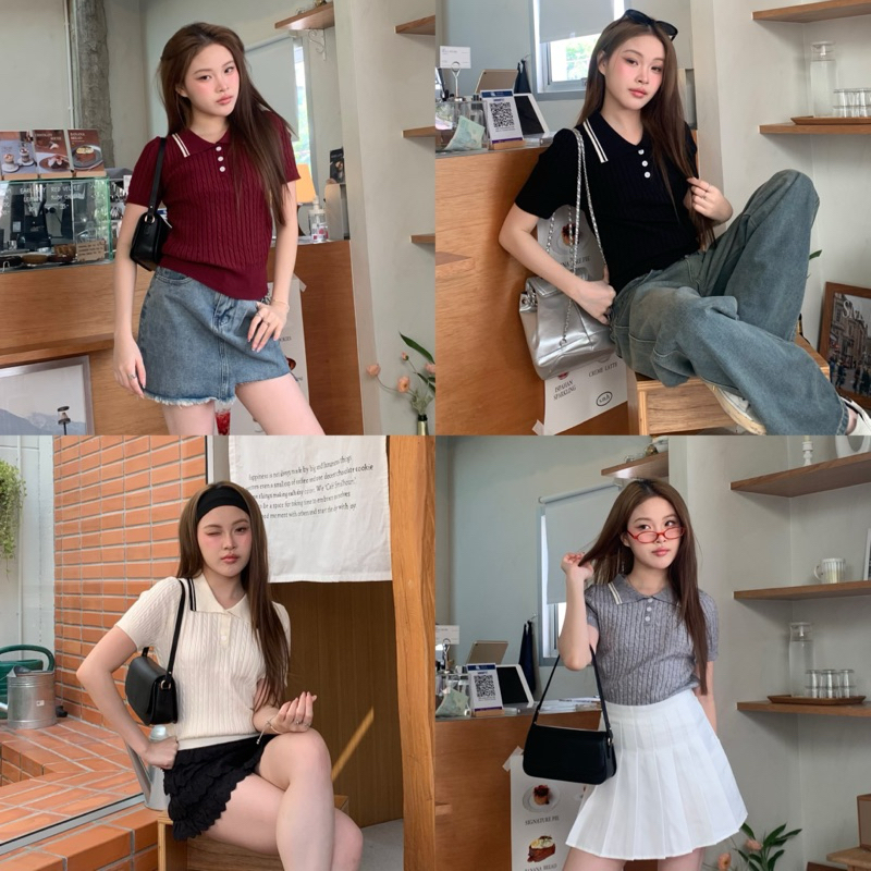 3pcs.basket "T2502" Jennie polo เสื้อโปโล