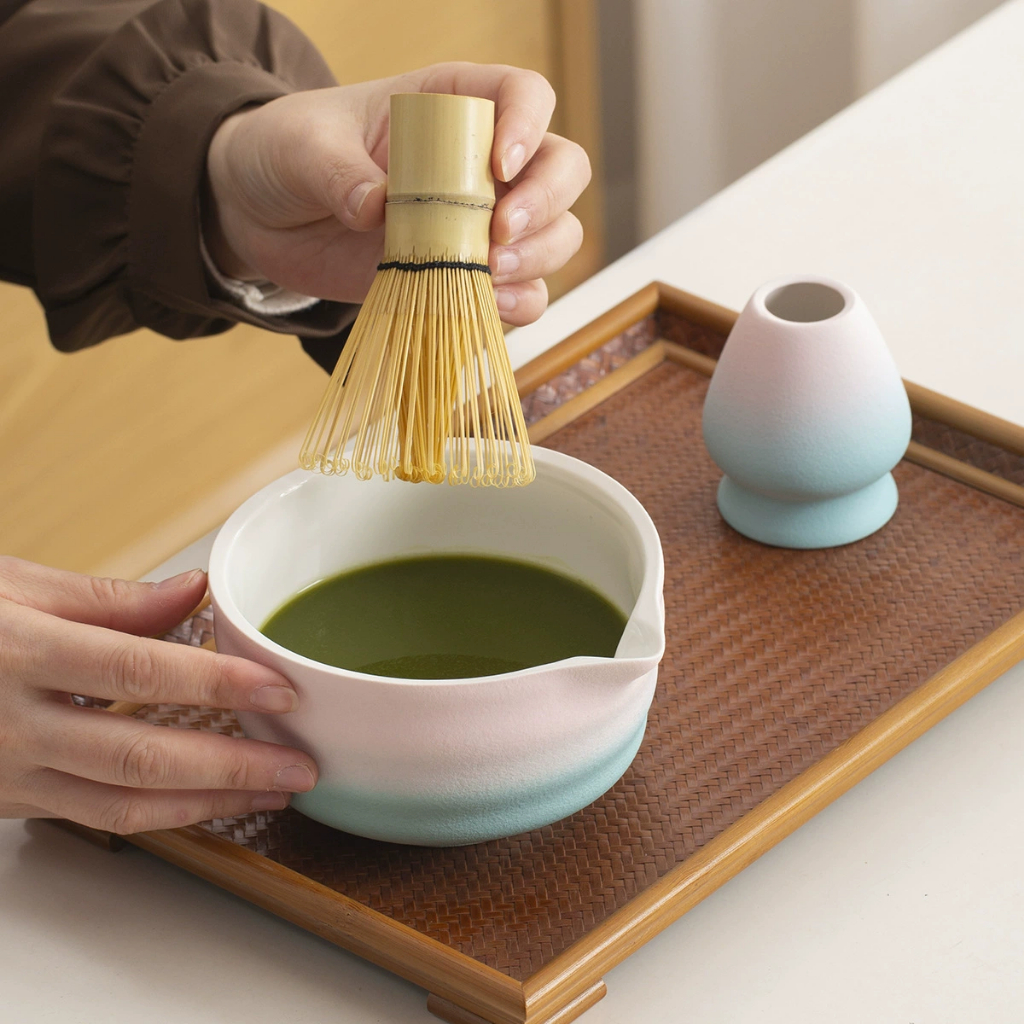 มีโค้ดvdo ลดอีก🍵พร้อมส่งในไทย🍵 Set Chawan ถ้วยชงมัทฉะ ชาเขียว แก้วชงMatcha ไล่สี Ombre ถ้วยเซรามิคชงชา มี 2 สี