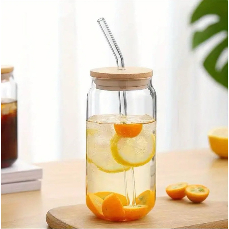 [แตกเคลมฟรี][พร้อมส่ง]🍊แก้วกลมฝาไม้ แก้วเบียร์ แถมหลอด ขนาด 400ml แก้วชาเขียว แก้วกาแฟ โฮมคาเฟ่ แก้วมัทฉะ แก้วแม่ตุ๊ก