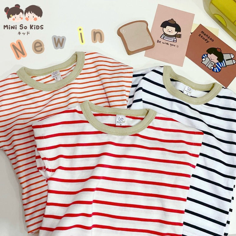 เสื้อยืดเด็ก ลายขวาง สุดชิคทรงโอเวอร์ไซส์👦🏻👧🏻