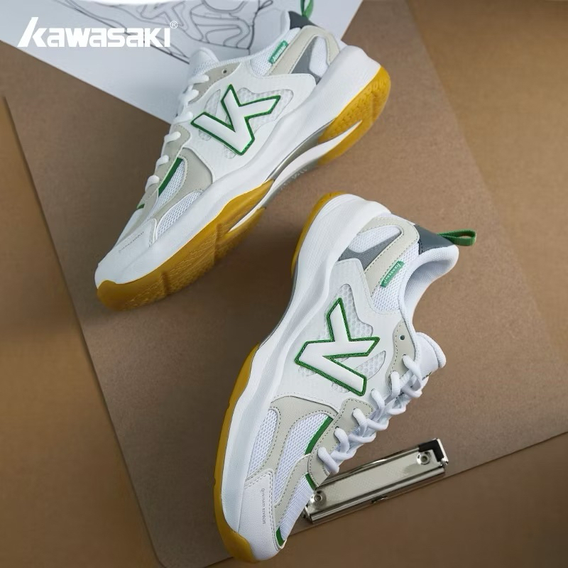 Kawasaki k1b31-b3328 รองเท้าแบดสีขาวเขียว size39