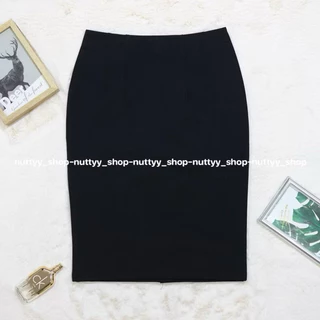 กระโปรงทรงสอบผ้าโรเชฟเรียบผ่าหลังทับเกรย22นิ้ว (S-XL)N