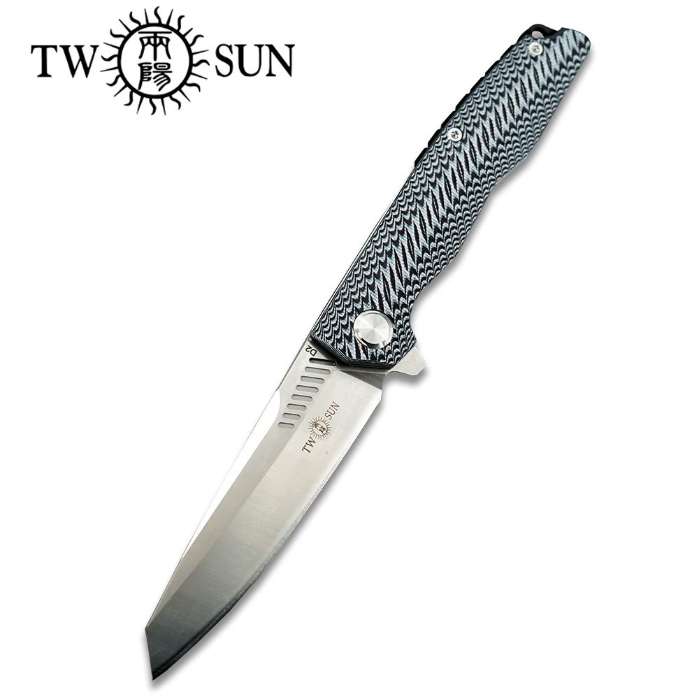 มีดแคมป์ pocket knife Two Sun, Twosun TS16 ของแท้ ใบ 3.8" เหล็ก D2 ด้ามG10 มีดเดินป่า EDC