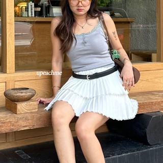 *มีส่งด่วน* upeachme(Z0004) Hey Belt เข็มขัดหนัง เส้นหน้า วัสดุพรีเมียม อะไหล่เงิน