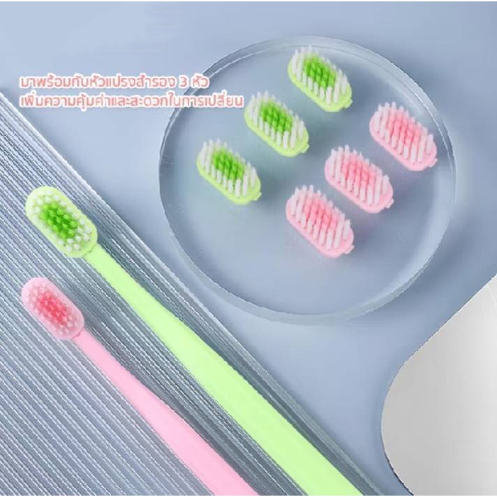 BUOOLA แปรงสีฟัน (หัวแปรงถอดเปลี่ยนได้) ขนแปรงปลายเรียวแหลมและมีความนุ่ม อ่อนโยนต่อเหงือกและฟัน