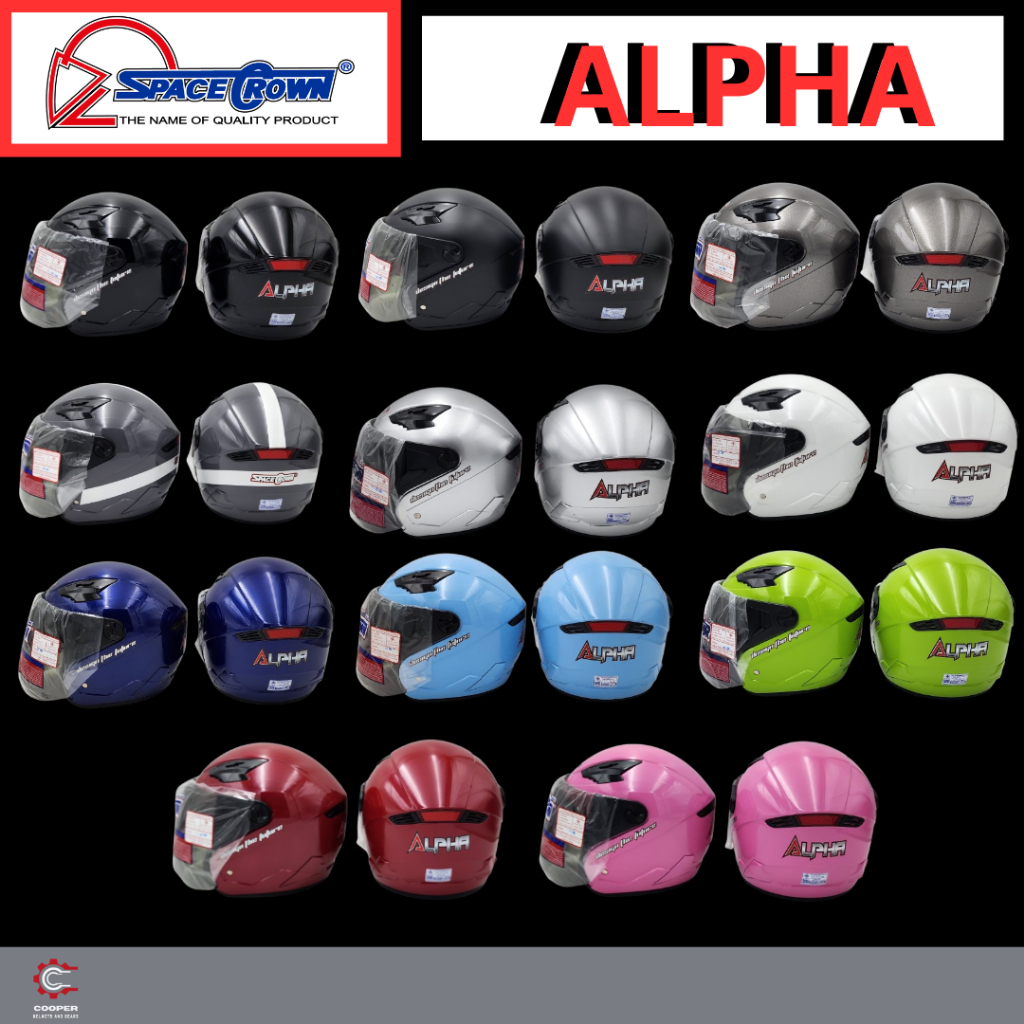 หมวกกันน็อค SpaceCrown รุ่น ALPHA หน้าชา(หมวกเต็มใบ) มีครบทุกสี
