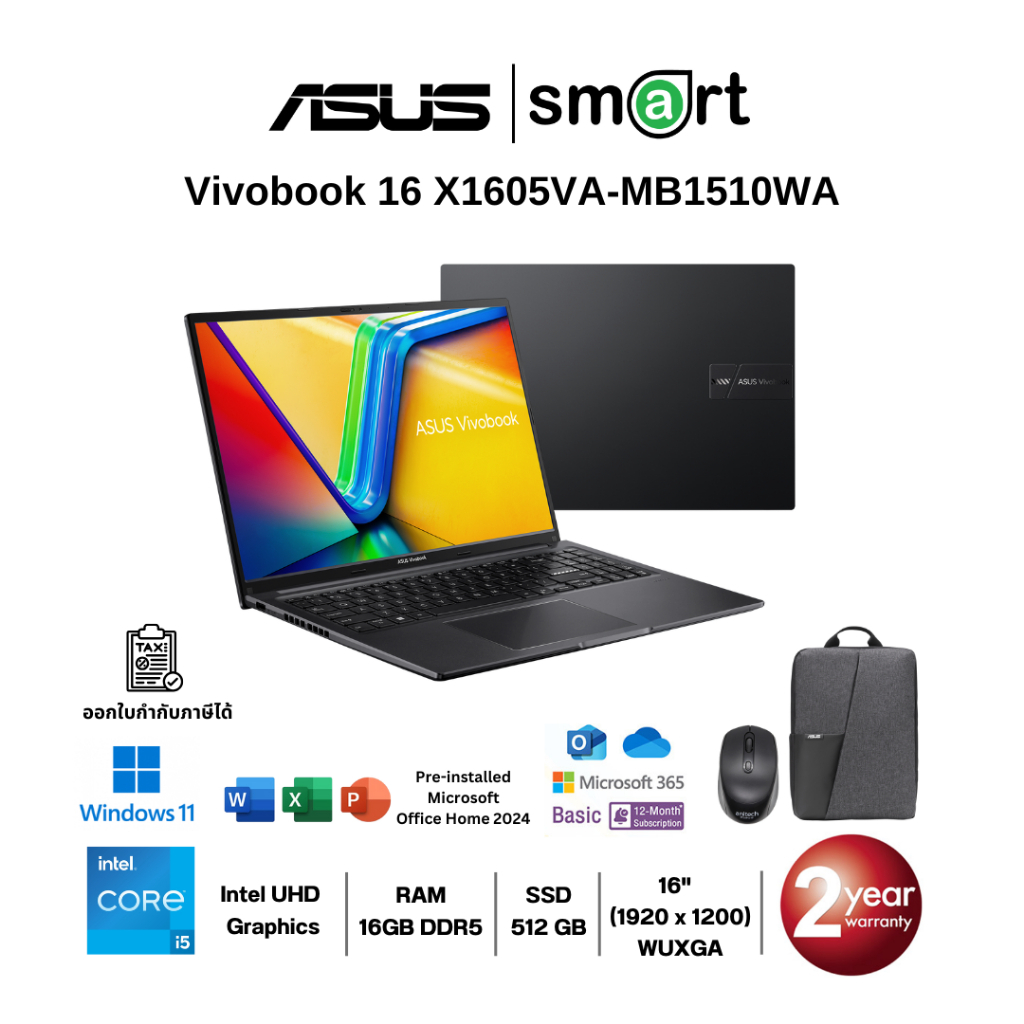 ASUS Vivobook 16 X1605VA-MB1510WA i5-13420H/16GB/512GB/16"/Win11+Office (Indie Black)