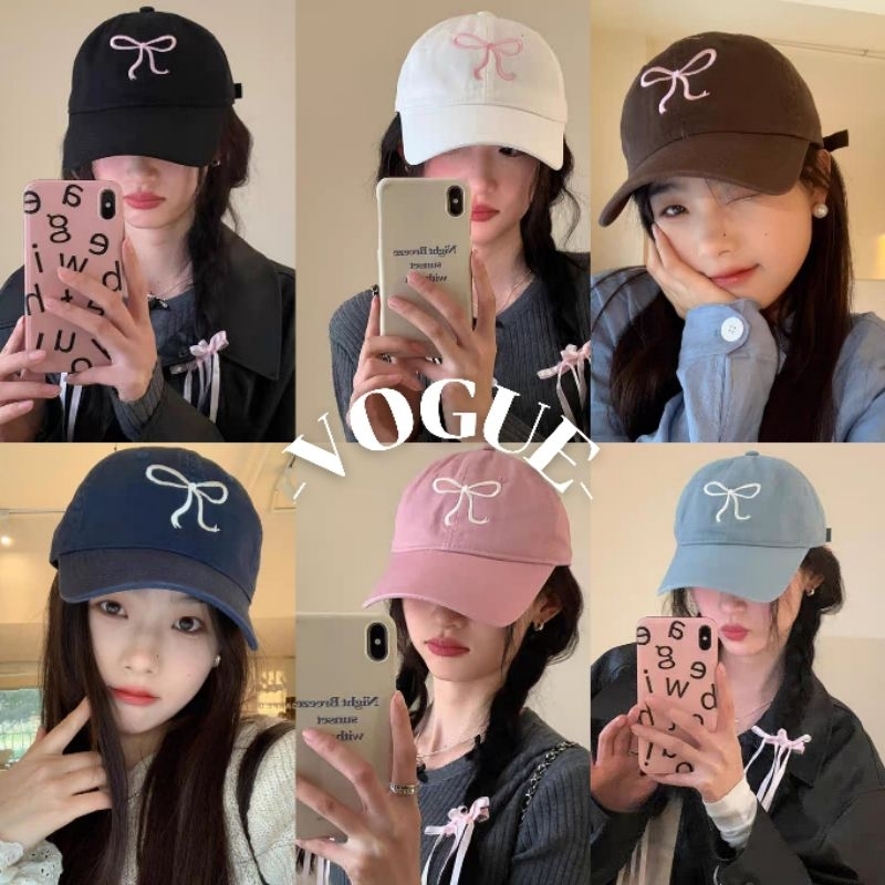 Vogue🌟พร้อมส่ง🌟 หมวกแก็ป (ปีกโบว์) หมวกเบสบอล แฟชั่นเกาหลีcotton cap (MK-1)
