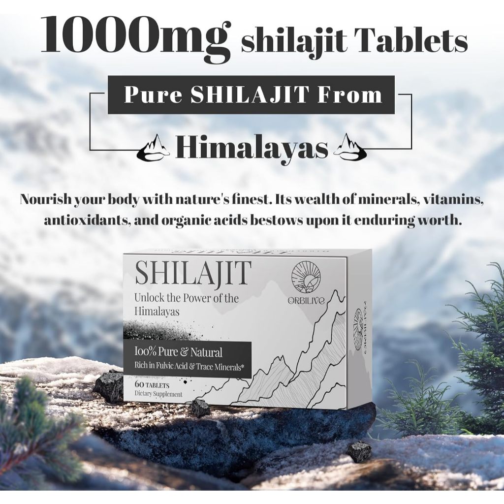 30,000mg Shilajit Tablets, 100% Shilajit Pure Himalayan Organic for Men&Women Rich in Fulvic Acid & 85+ Trace Minerals