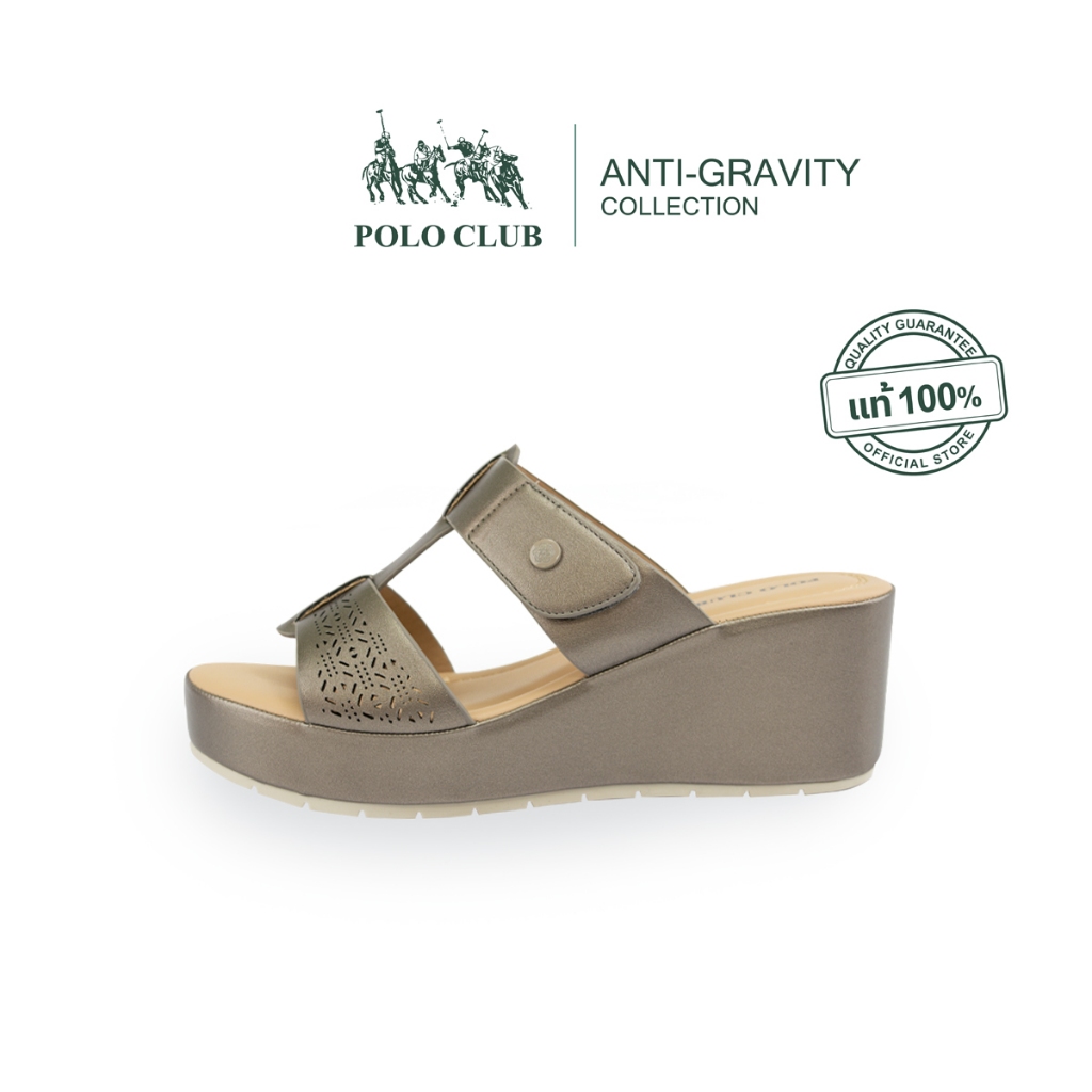 POLO CLUB รองเท้าแตะแบบสวม รุ่น AG-2781 สีพิวเตอร์ | รองเท้าแตะผู้หญิง สูง 2.5 นิ้ว