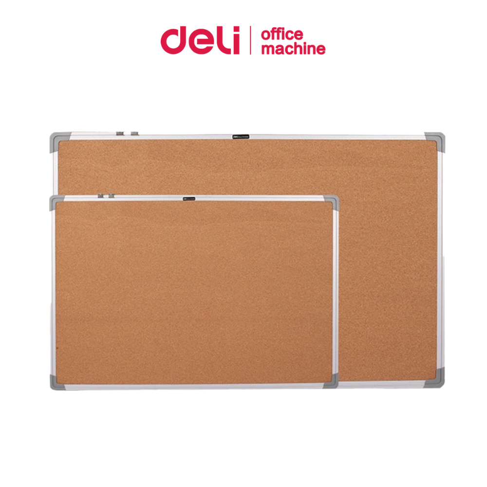 [ของแถมฟรี]Deli กระดานไม้ก๊อก กระดานติดรูป 90×120/120×180 บอร์ดติดประกาศ ห่วงแขวน Cork Board
