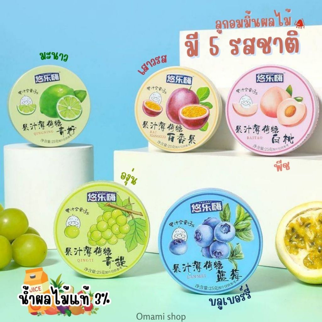 ลูกอมมิ้นผลไม้ 9 รส ในตลับน่ารัก Mint Candy (1 ตลับ 25 กรัม) ลูกอมมิ้นต์ รสผลไม้ ทำจากน้ำผลไม้แท้ 3% พร้อมส่ง - รูปที่ 6