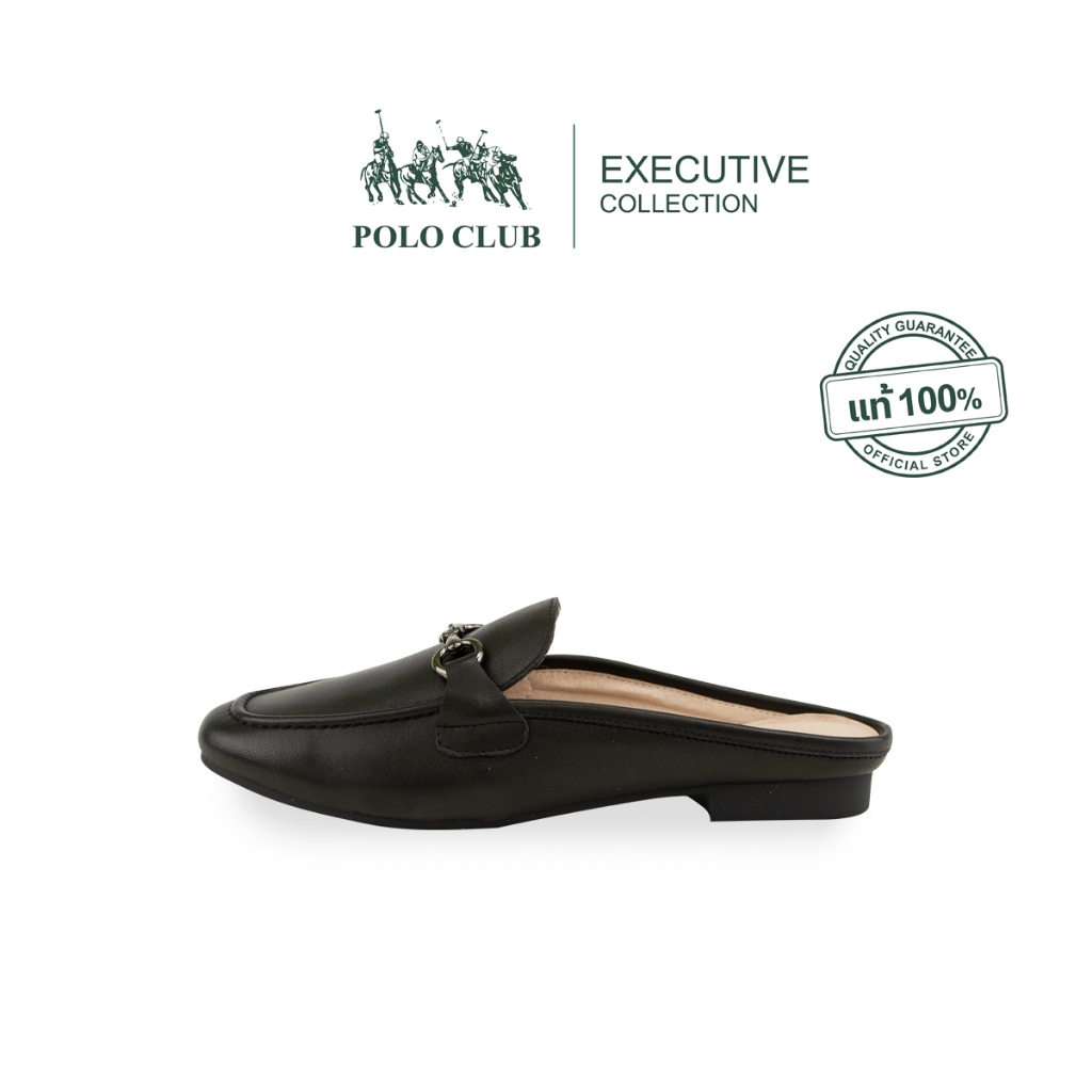 POLO CLUB รองเท้าคัทชู รุ่น EX-1928 สีดำ | รองเท้าเปิดส้นผู้หญิง