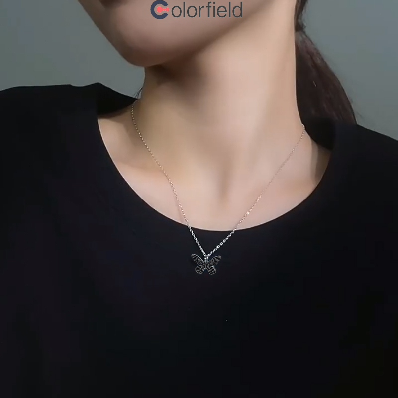 Colorfield สร้อยคอโซ่ จี้ผีเสื้อ กลวง เรียบง่าย สไตล์เกาหลี แฟชั่นวินเทจ สําหรับผู้หญิง สามารถปรับได้ เครื่องประดับ