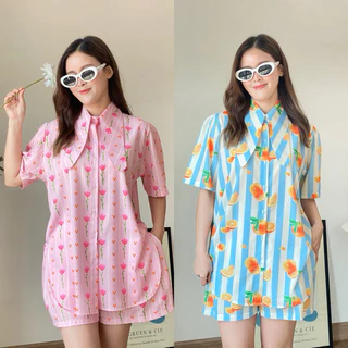 PYCK CLOTHING 🐰 BUNNY SET ชุดเซ็ทเสื้อคอปกหูกระต่าย ลายน่ารัก ทรงสวย