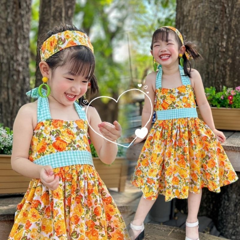 ชุดลายดอกเด็ก ตรีมลูกทุ่ง ทองกวาว สไตล์วินเทจ ละมุนมากแม๊..🏵️🌺🏵️🌺