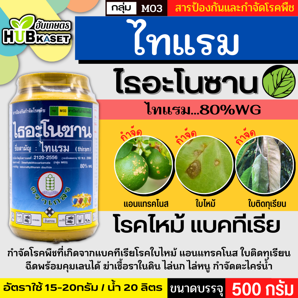 ไธอะโนซาน 500กรัม (ไทแรม80%WG) ป้องกันเชื้อราแบคทีเรีย ไฟท๊อป