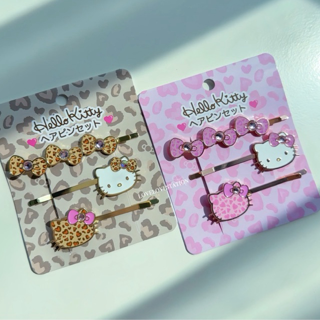พร้อมส่ง  กิ๊บคิตตี้ลายเสือ กิ๊บ Hello Kitty Hairpin Goods Hairpin Set Leopard (เซ็ต 3 ชิ้น)