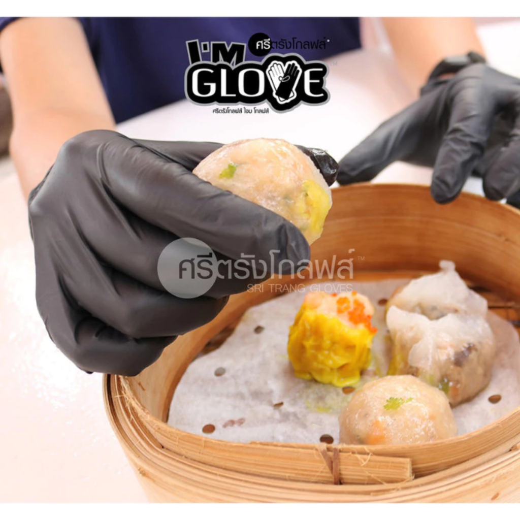 ศรีตรังโกลฟส์ - I'M GLOVE BLACK  (กล่องสีดำ) [1 กล่อง/100ชิ้น] ถุงมือยางสังเคราะห์ แบบไม่มีแป้ง - รูปที่ 3