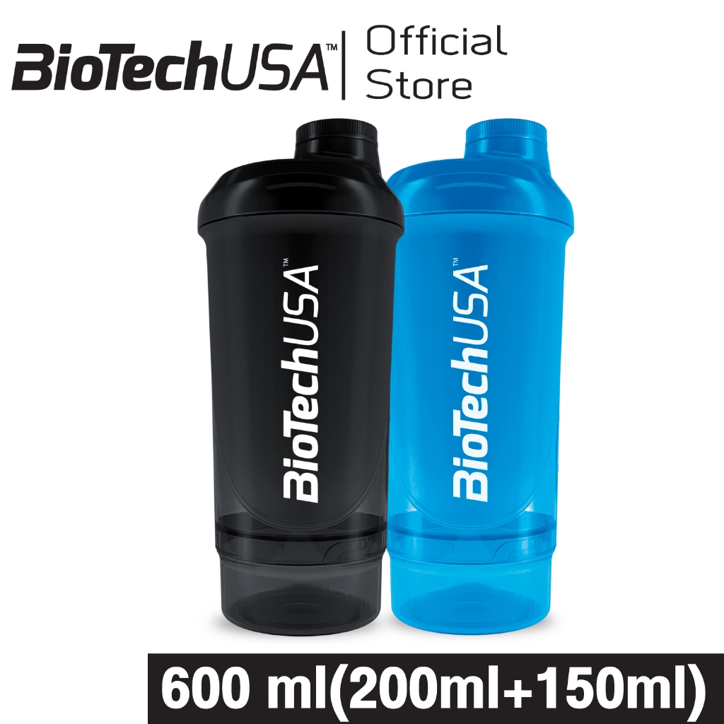 แก้วเชค  BiotechUSA แก้วเชคโปรตีน Wave+ Shaker 600ml ( +200 ml. + 150 ml. )  กระบอกเชค เขย่าเวย์ โปรตีน พร้อมช่องเก็บ