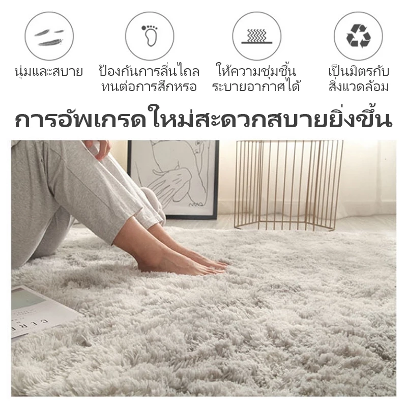 พรมปูพื้นขนาด 160x120 ซม. เหมาะสำหรับห้องนั่งเล่นและห้องนอน มีหลากหลายสีให้เลือก ขนนิ่ม thumbnail 10