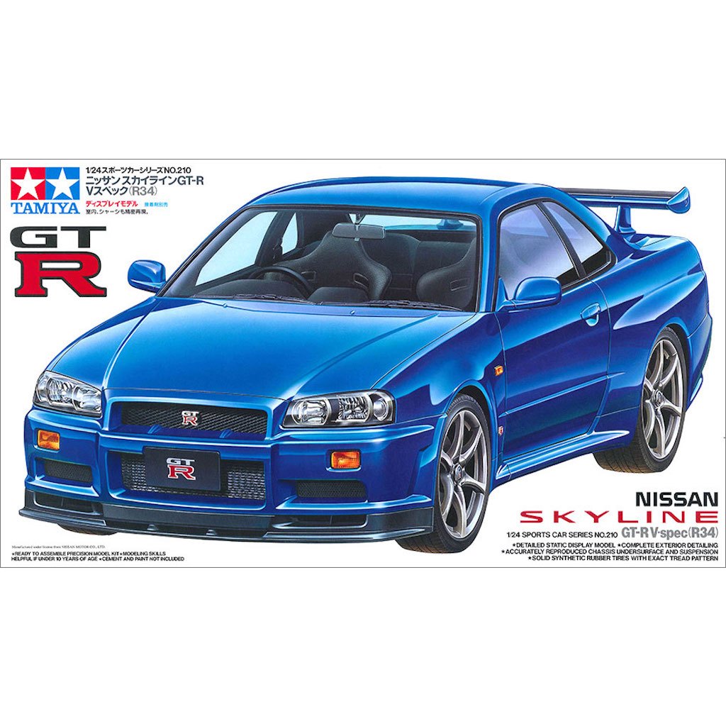 🏆 TAMIYA 24210 ชุดประกอบจำลองมาตราส่วน 1:24 NISSAN SKYLINE GT-R V-spec (R34) โมเดลประกอบ ต้องไปสร้างและทำสีเอง