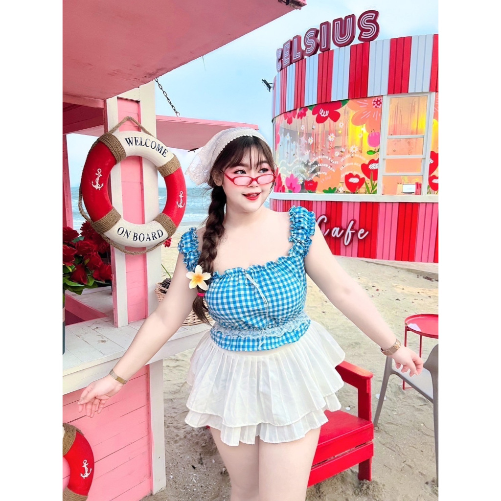 F0021 เสื้อสก็อตโซคิ้ว ใช้ผ้าสก็อตทอตัวแพงทำนร๊าา  สม็อคเต็มหลัง แต่งลูกไม้ช่วงเอว ลุคคุณหนูสดใส เฟร