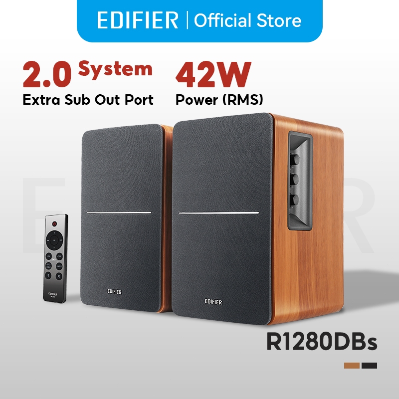 Edifier R1280DBs ลำโพงบลูทูธ 42W RMS พร้อมซับวูฟเฟอร์ Line Out, V5.1, ออปติคัล, โคแอกเชียล, RCA คู่