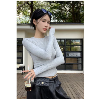เสื้อยืดผู้หญิง เสื้อเเขนยาว สีพื้น งานเกาหลี เข้ากับทุกสไตล์#92277