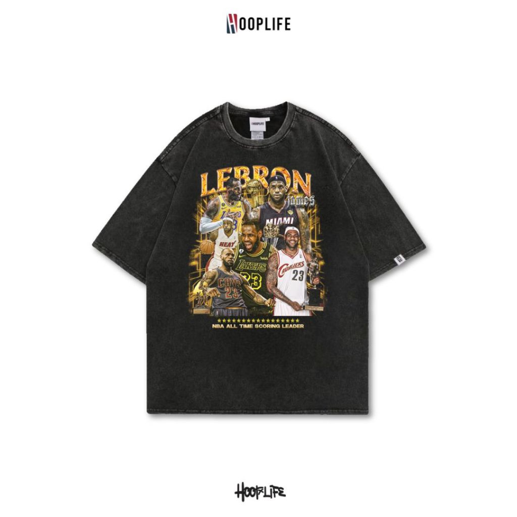 เสื้อยืดแฟชั่น เสื้อยืดแนวสตรีท HoopLife LeBron James Vintage Oversize Tee Bootleg Collection V.1