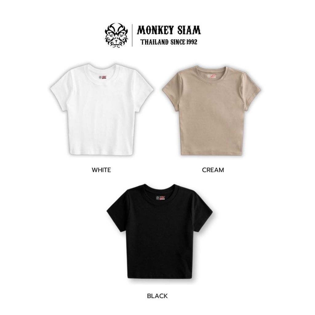 Monkey Siam | Cotton Baby Tee - เสื้อเบบี้ที อก 35-36" ดีไซน์คลาสสิค ไม่มีป้ายคอ ไม่คัน ระบายอากาศดี