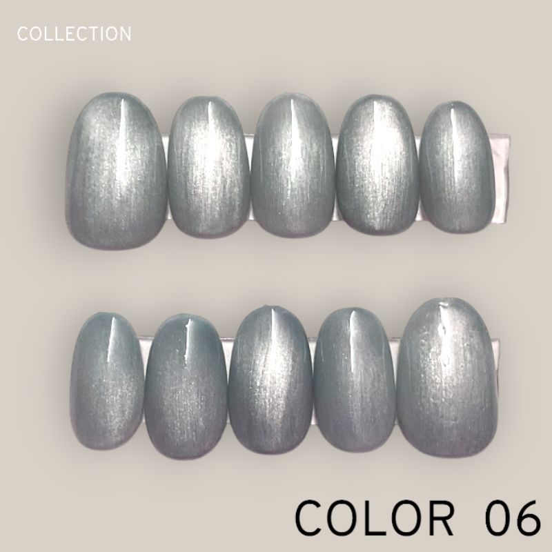 เล็บปลอม สีเจลลูกแก้ว 💅สี 06 เทาติดเเกรม✨ 💯(อุปกรณ์พร้อมติด)