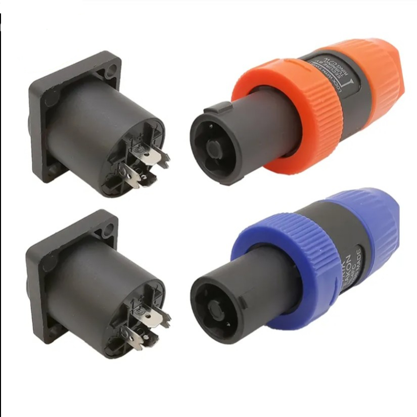 ขั้วต่อปลั๊กตัวผู้4ขา NL4FC สีส้มและสีฟ้า,ขั้วต่อลำโพงตัวเมียชุดลำโพง4ขั้วขั้วต่อเต้ารับ4ขาจำนวน2ชิ้น