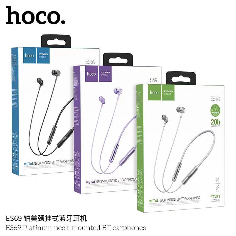 HOCO รุ่น ES69 หูฟังบลูทูธไร้สายTWS BT V5.3 แบบคล้องคอ สำหรับออกกำลังกาย Easy sound sports earphones