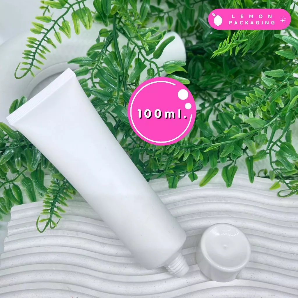 ✨[พร้อมส่งจากไทย]✨ หลอดโฟมเกลียวสั้น + ฝาเกลียว 10 20 30 50 80 100 150 ml  สีขาวด้าน หลอดคุณภาพดีเกรดนำเข้า  🧴✨จ. thumbnail 3