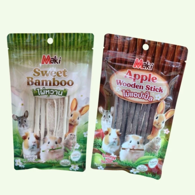 Maki Stick 60g. ไม้แอปเปิ้ล ไม้ไผ่หวาน ไม้เเทะเล่นลับฟัน สำหรับสัตว์เลี้ยง สัตว์ฟันเเทะ