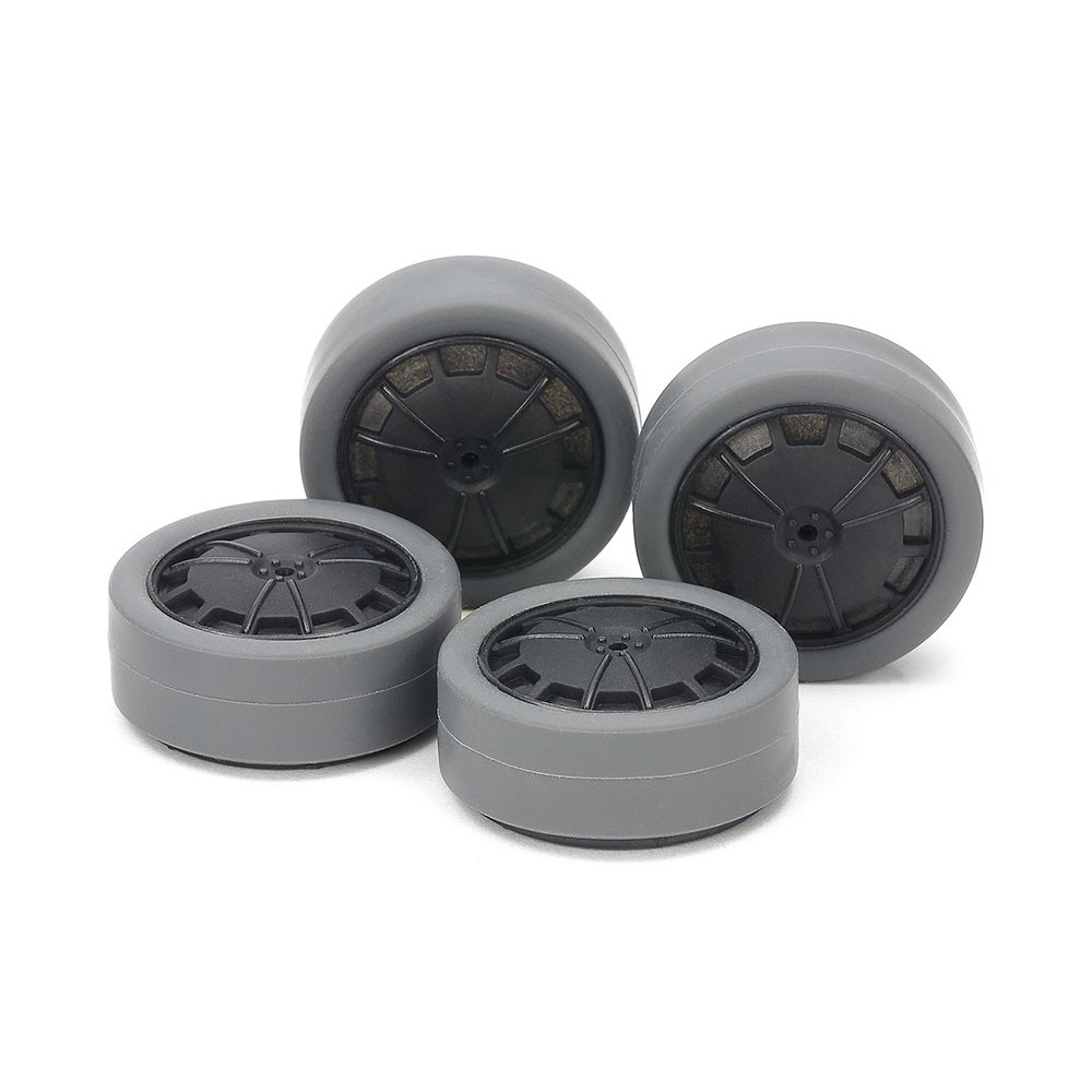 TAMIYA 15545 Jr 26Mm Tires/Carbon Wheels Hard/Sm Dia/Low Profile Gray