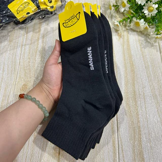 Banana ถุงเท้าข้อกลางใส่ทำงาน ยกโหล 12คู่ ขนาดฟรีไซส์ 37-45 มีสีดำล้วน สีขาว ลายสปอร์ต ผ้าดี ผ้านิ่ม พร้อมส่งจ้า