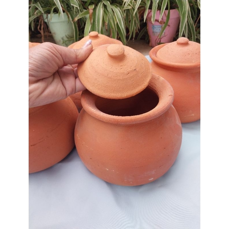 หม้อดินเผา หม้อดินเผาจิ้มจุ่ม พร้อมฝา ขนาดปากกว้าง 5 นิ้ว ก้นหม้อ 6นิ้ว - รูปที่ 7