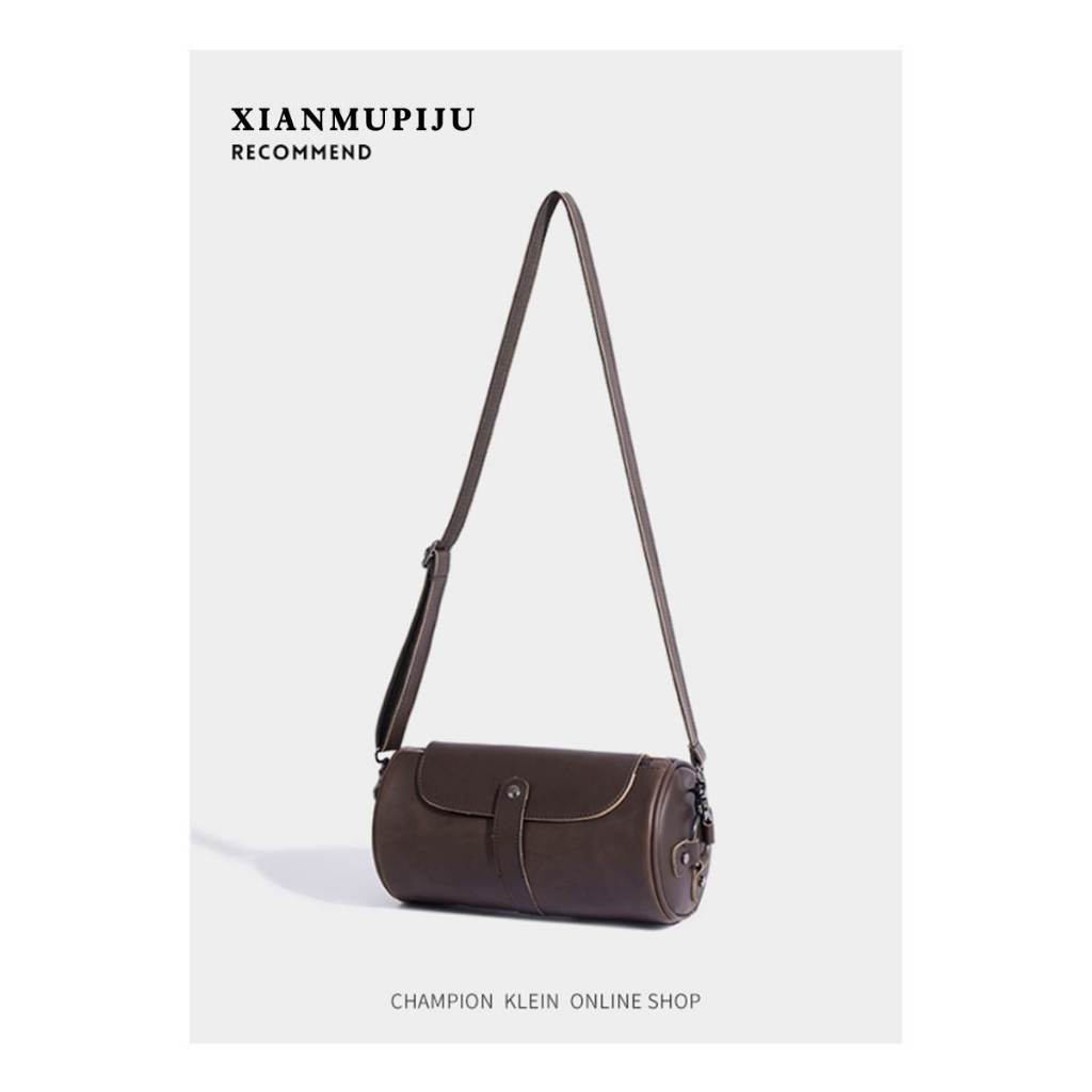 (ส่งจากไทย)กระเป๋าสะพายไหล่ ทรงกระบอก คุณภาพสูง แฟชั่นแนวสตรีท - รูปที่ 5