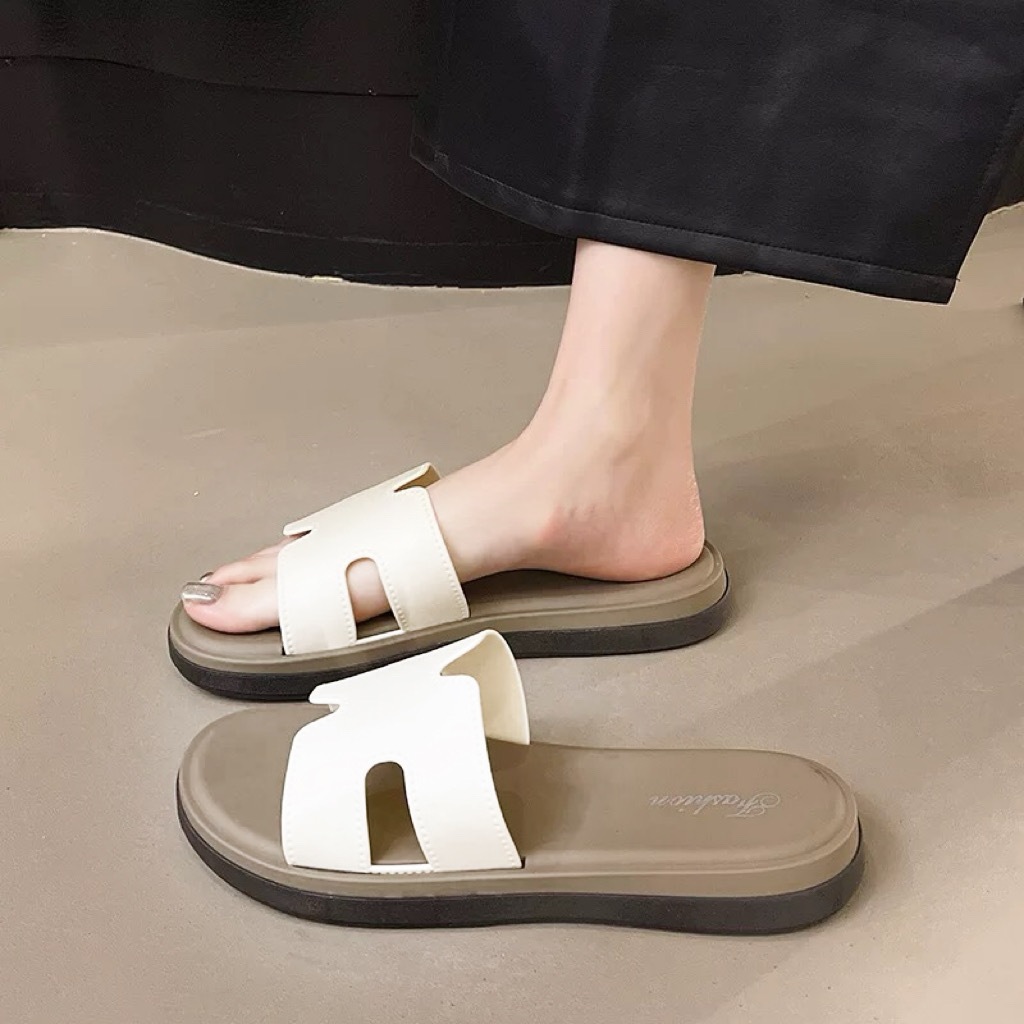 รองเท้าแตะพร้อมส่งจากไทย 【1993-H】งานเรียบหรูดูแพงมากๆสีพื้นเบสิคใส่แล้วไม่กัดหน้าเท้า - รูปที่ 5