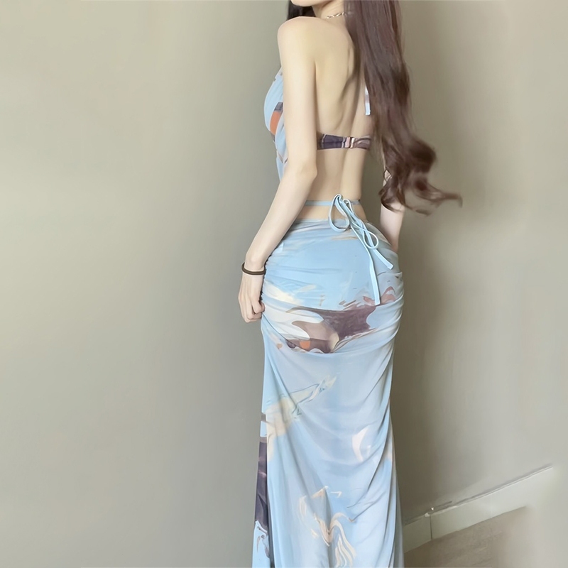 🌸Swift Bra🌸ชุดว่ายน้ำ 3ชิ้น ชุดว่ายน้ำผู้หญิง กระโปรงยาว แฟชั่นเกาหลี รุ่นใหม่ ผูก เอวสูง โชว์หลัง - รูปที่ 2